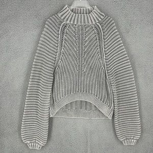 Free People Gray Cable Knit Sweater
